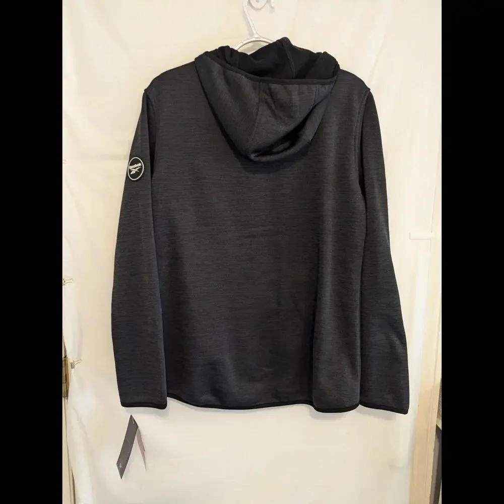 Reebok Mens Jacket/Gray&Black/NWT/Zip Up/Hooded/Size L but Fits Like A Medium